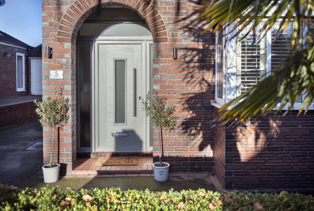 composite door with long bar handle