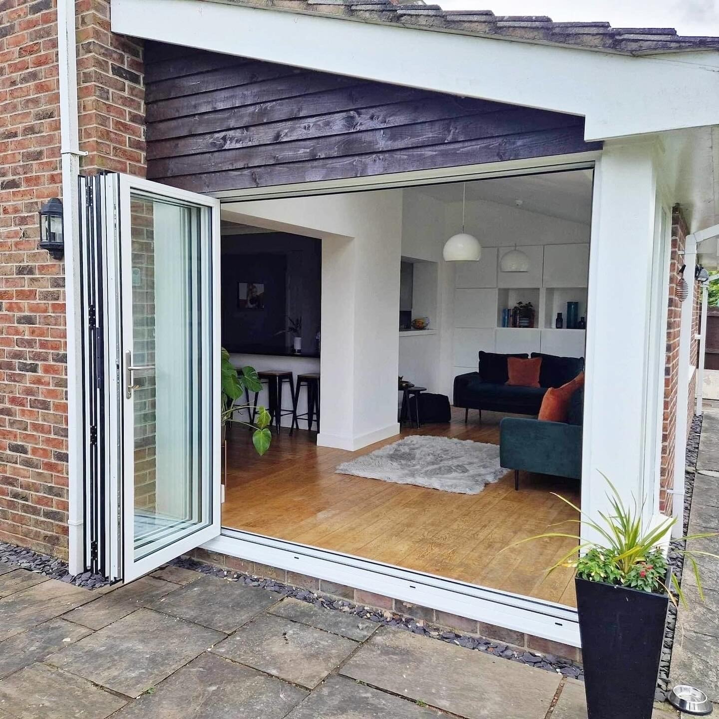 bifold doors open on an extension