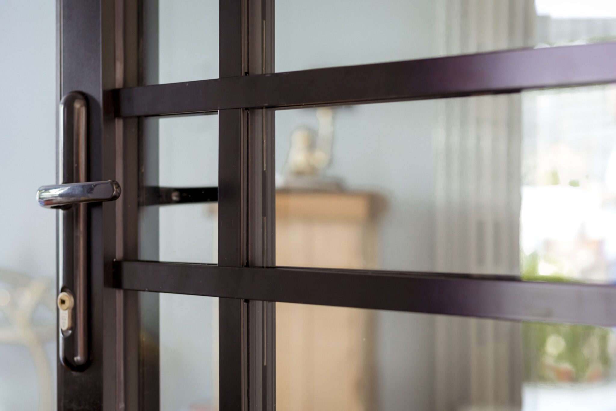 heritage bars on glass door
