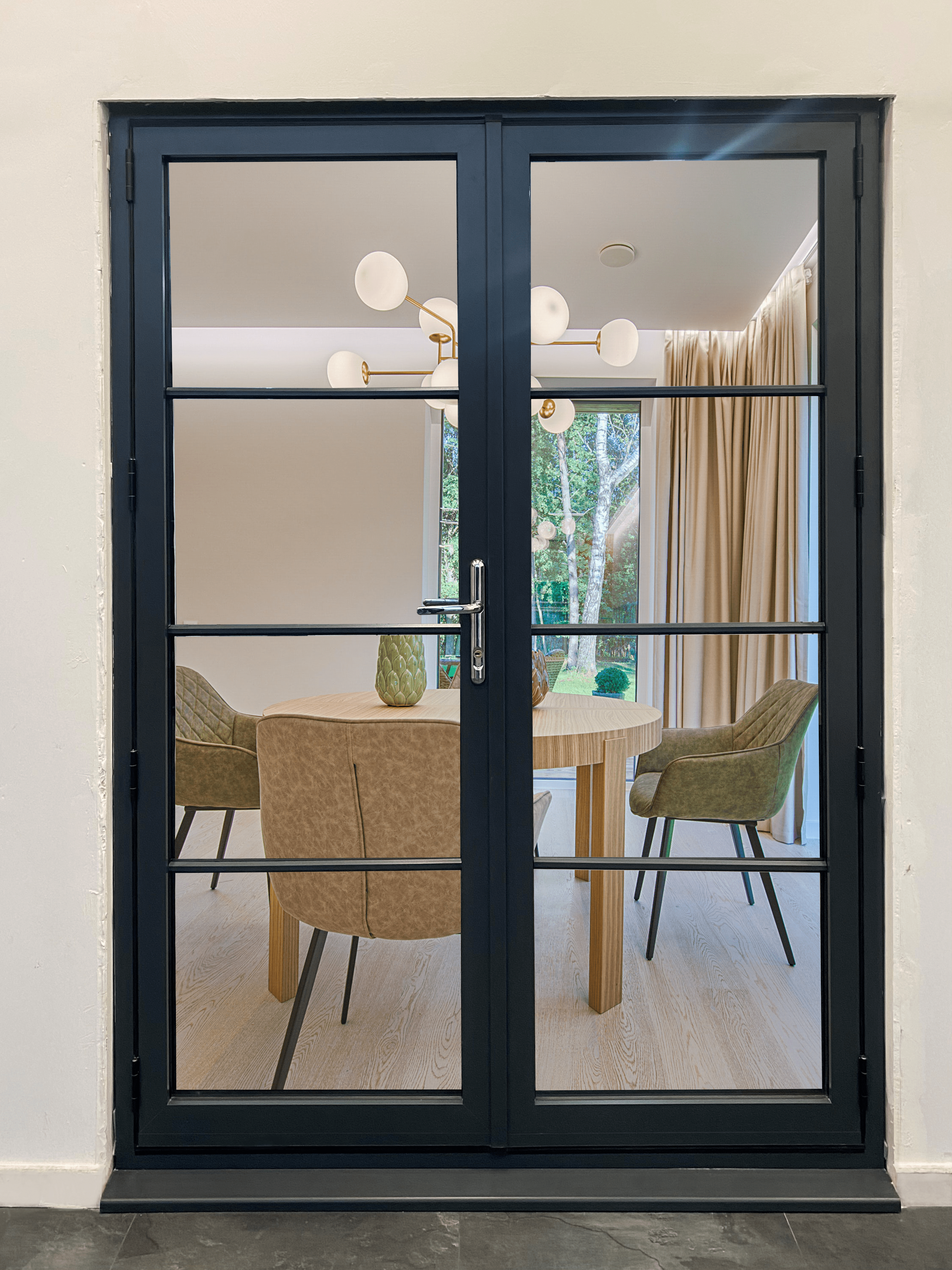 aluminium French doors with heritage style bars