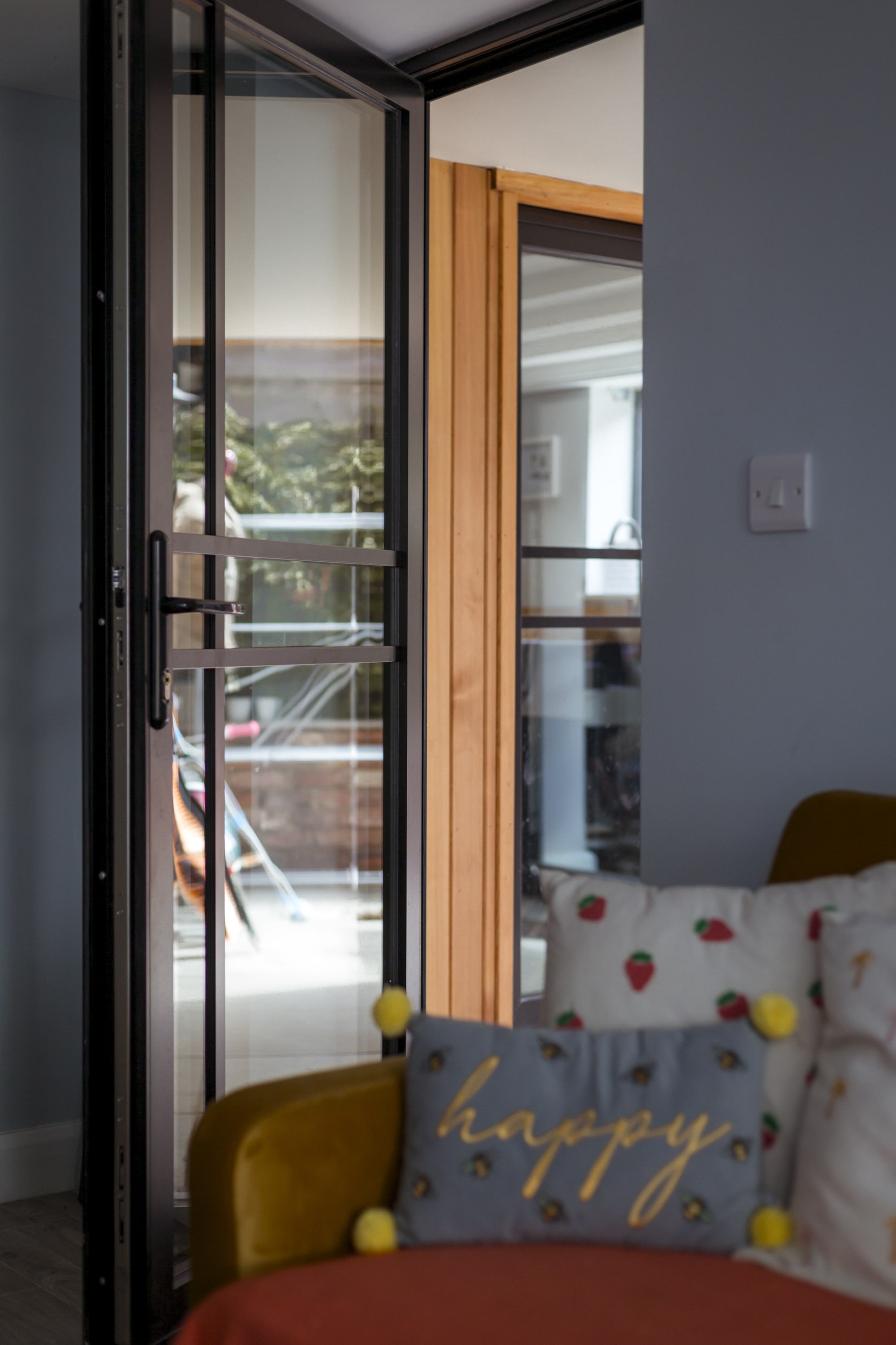 aluminium glass door with heritage bars